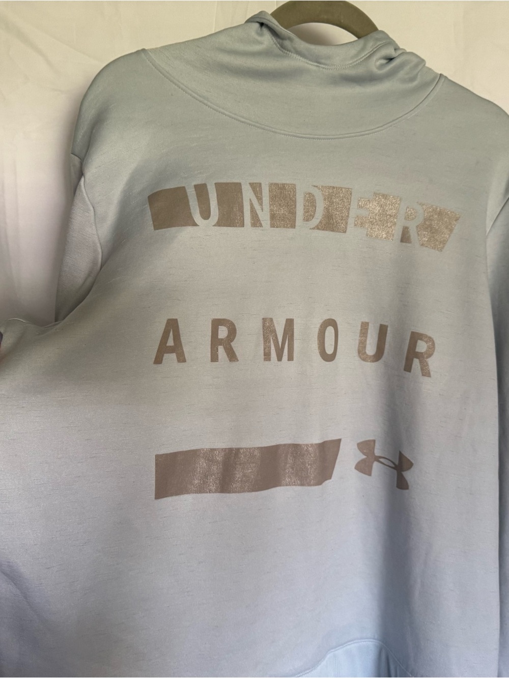 Under Armour Light Blue Hoodie with‎ Metallic Beige Logo
